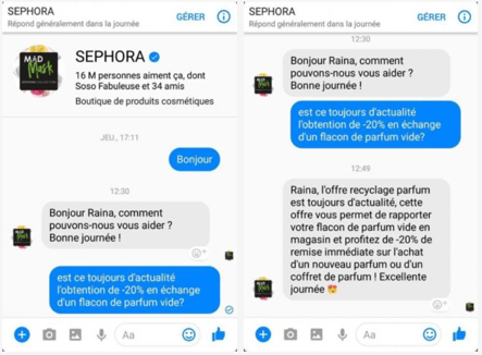 Relation client et réseaux sociaux : Messaging Sephora